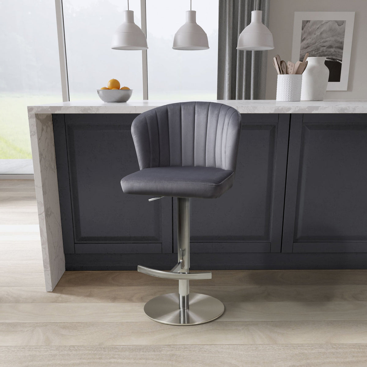 Adwen Brushed Velvet Bar Stool
