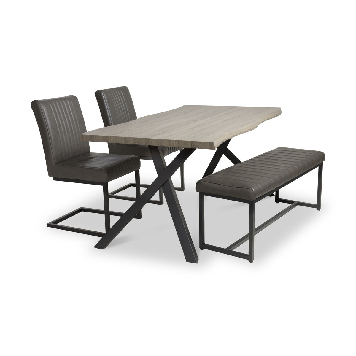 Kenwyn 160cm Pine Effect Dining Table with Bench & 2 Dining Chairs