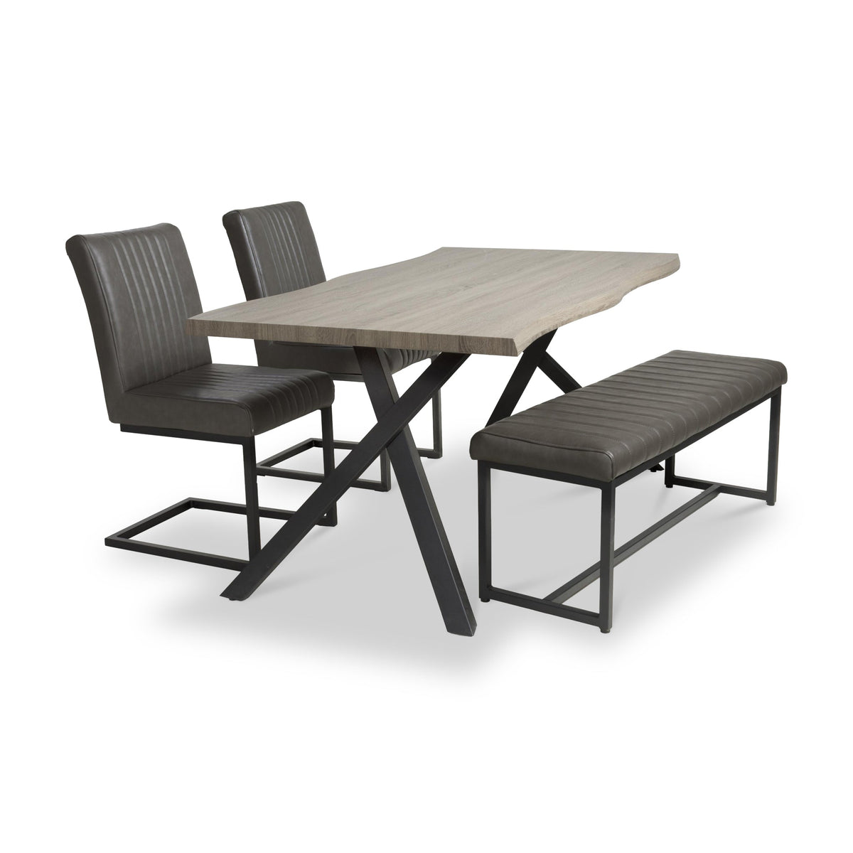 Kenwyn 160cm Pine Effect Dining Table with Bench & 2 Dining Chairs