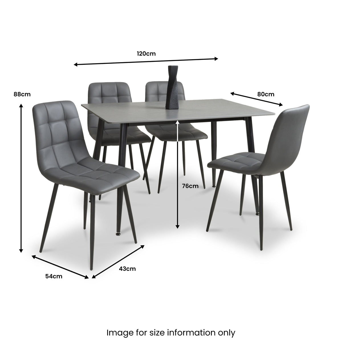 Avaston 120cm Ceramic Dining Table with 4 Pietro Dining Chairs