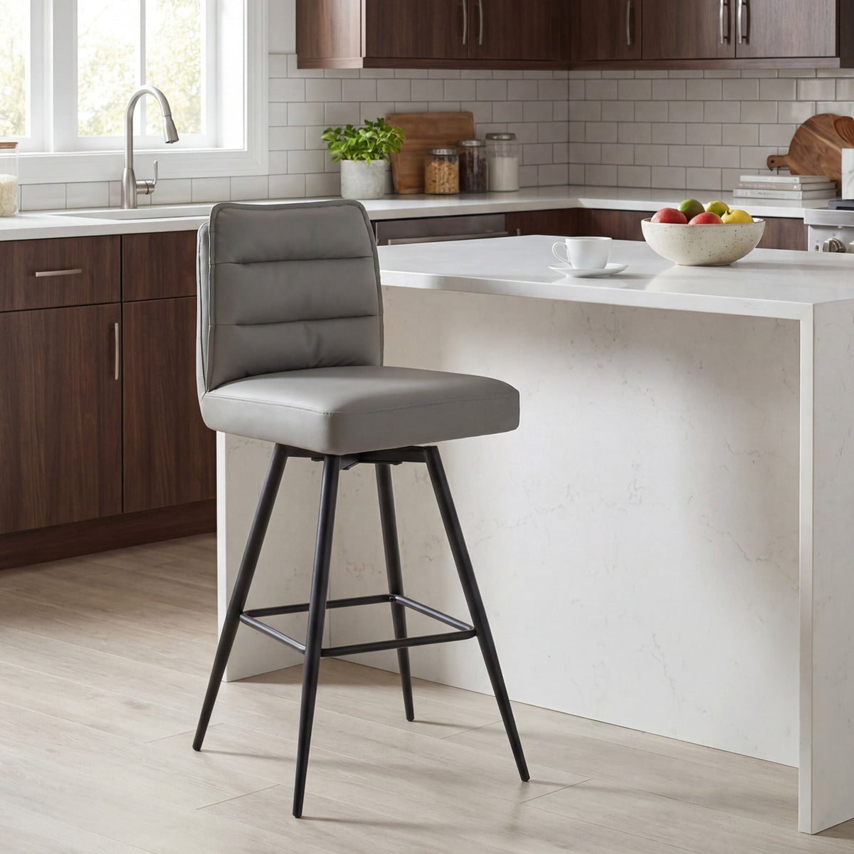 Tate Faux Leather Swivel Bar Stool
