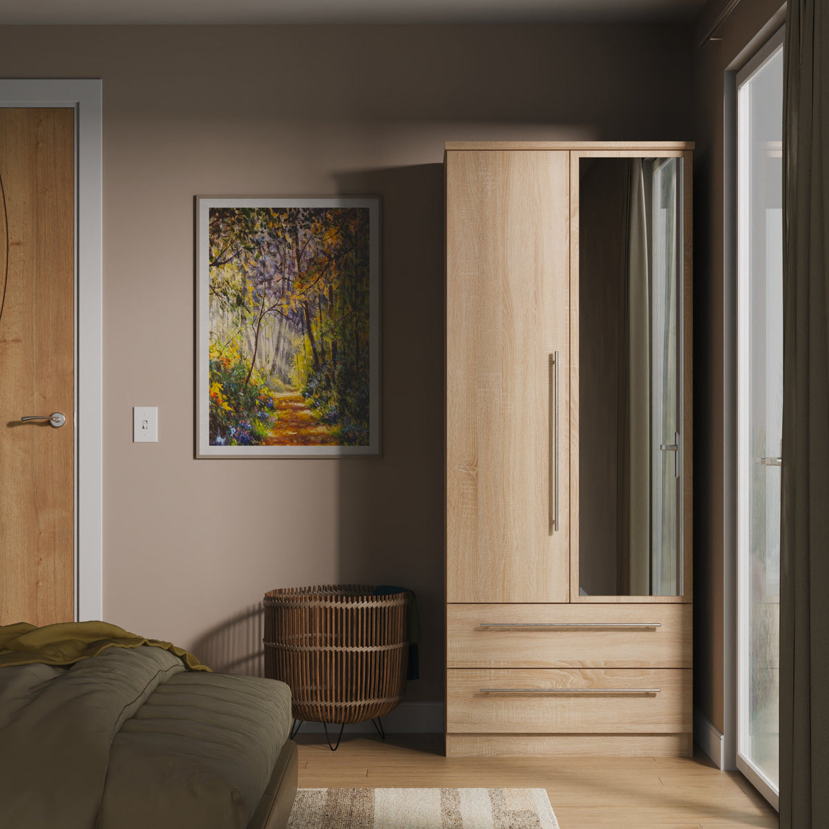 Bramwell Double Mirrored Wardrobe With Drawers