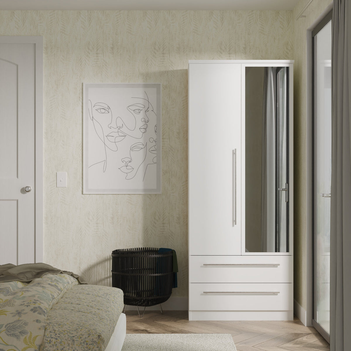 Bramwell Double Mirrored Wardrobe With Drawers