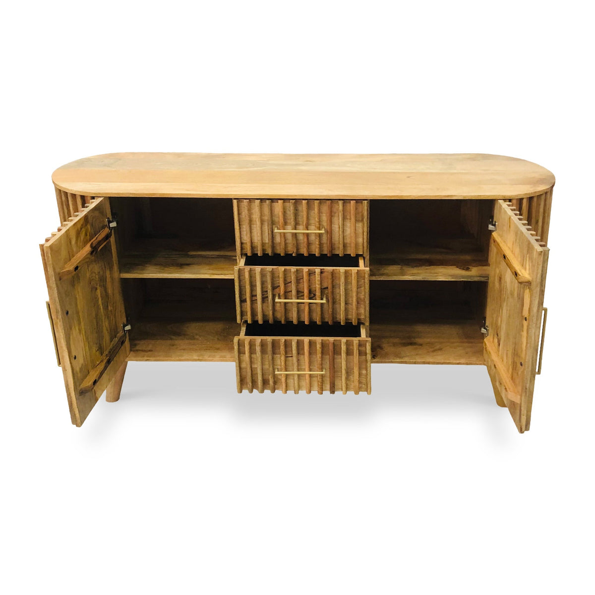Leo Slatted Mango Wood 2 Door 3 Drawer Sideboard