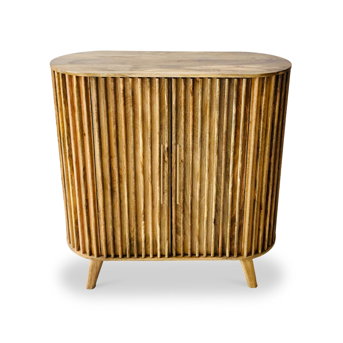 Leo Slatted Mango Wood 2 Door Tall Sideboard