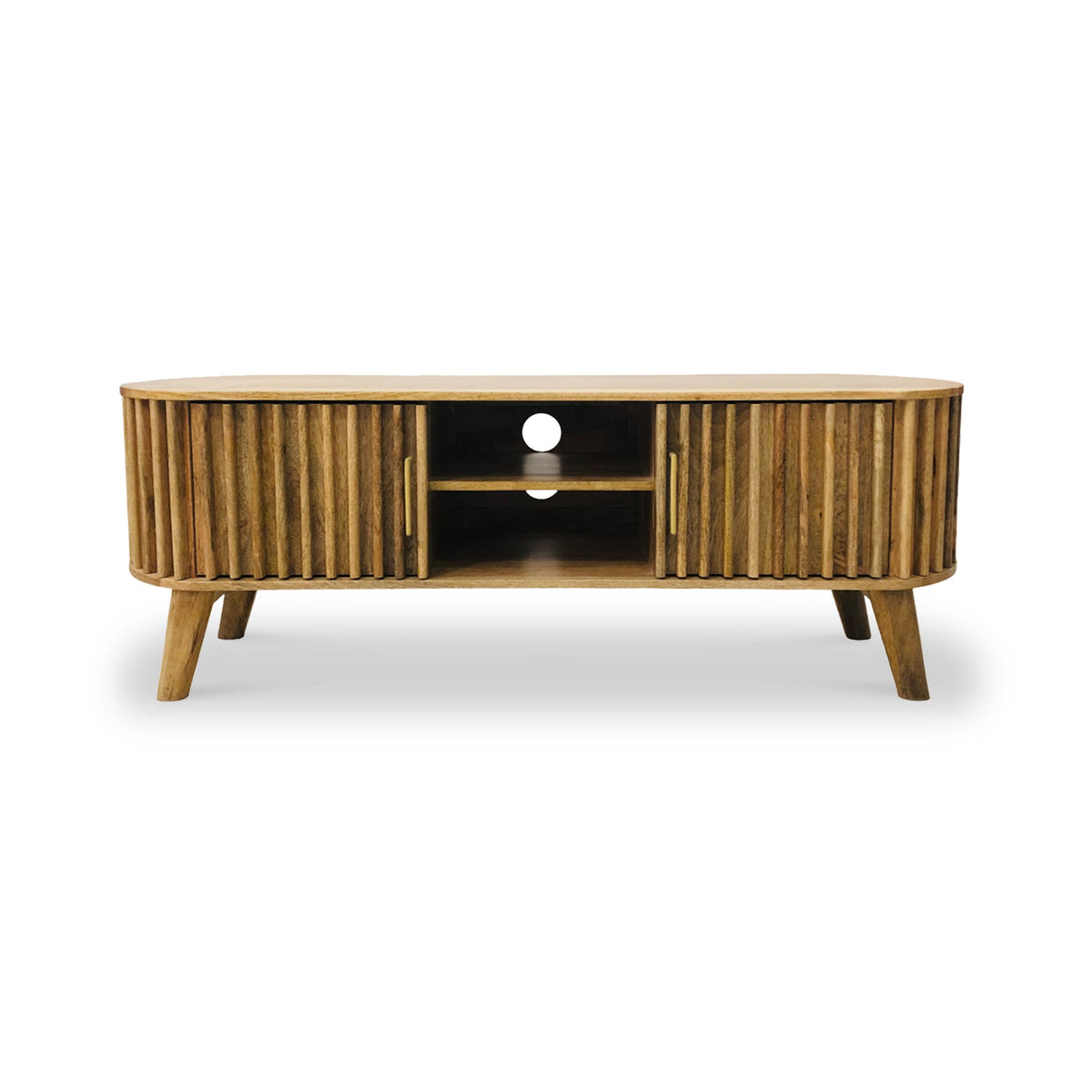 Leo Slatted Mango Wood 2 Door Large TV Unit