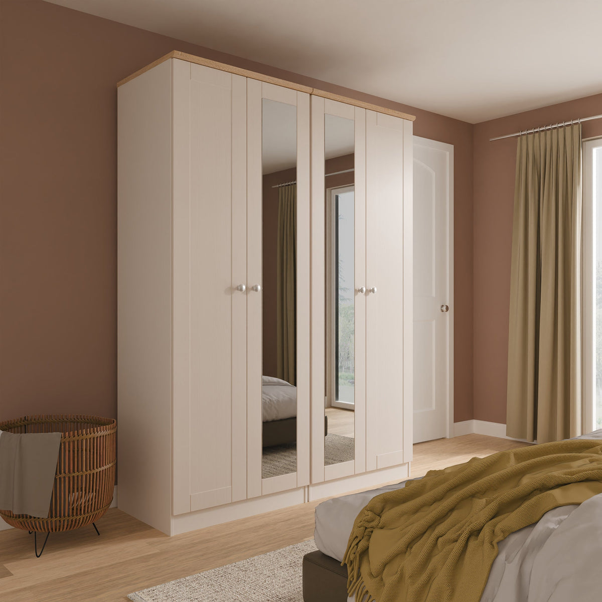 Marlowe 4 Door Mirrored Wardrobe