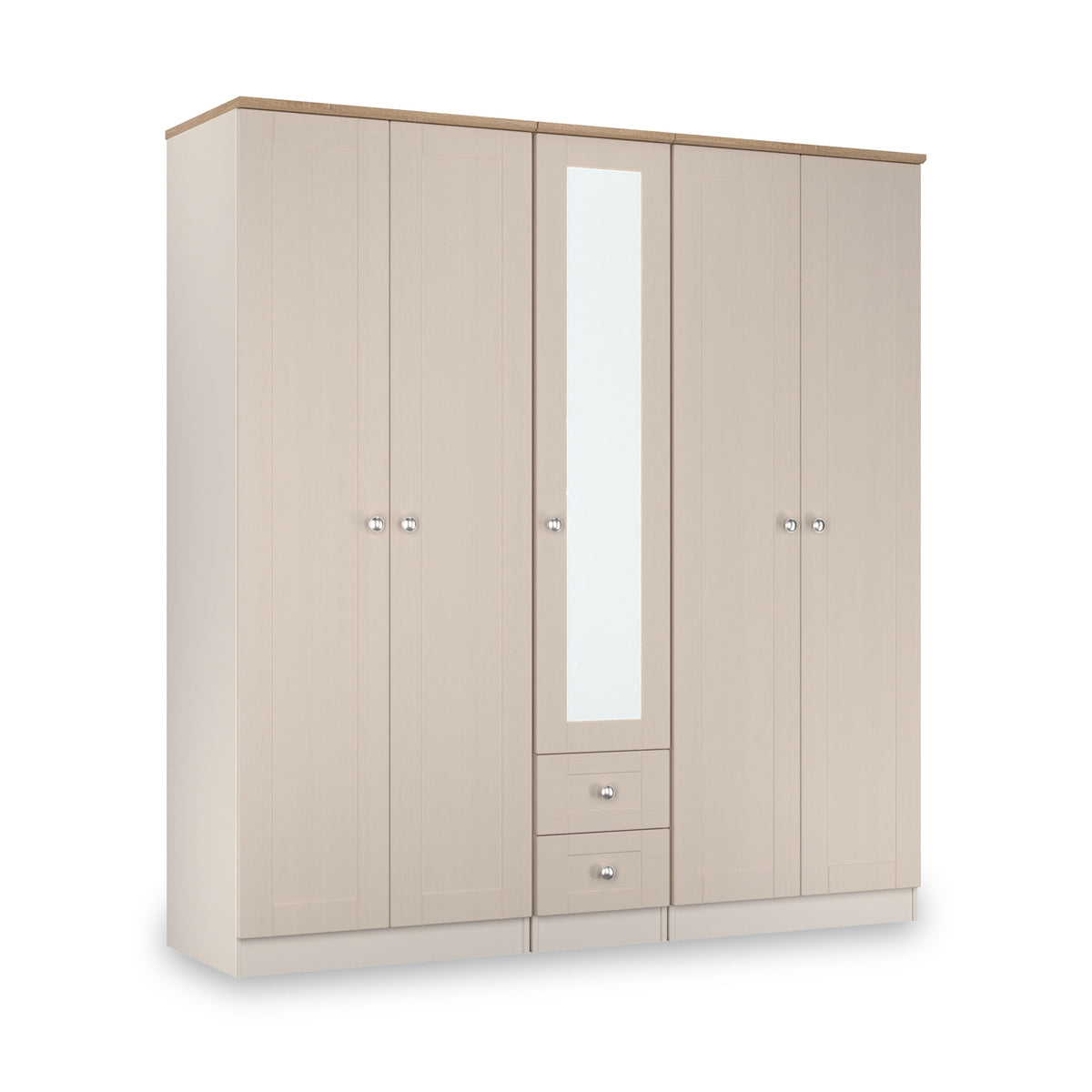 Marlowe 5 Door Mirrored Wardrobe With Drawers