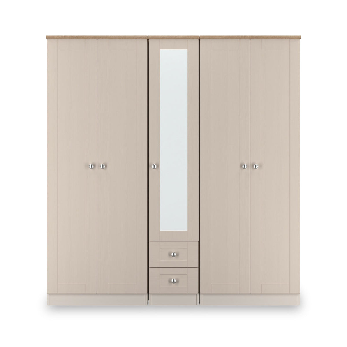 Marlowe 5 Door Mirrored Wardrobe With Drawers