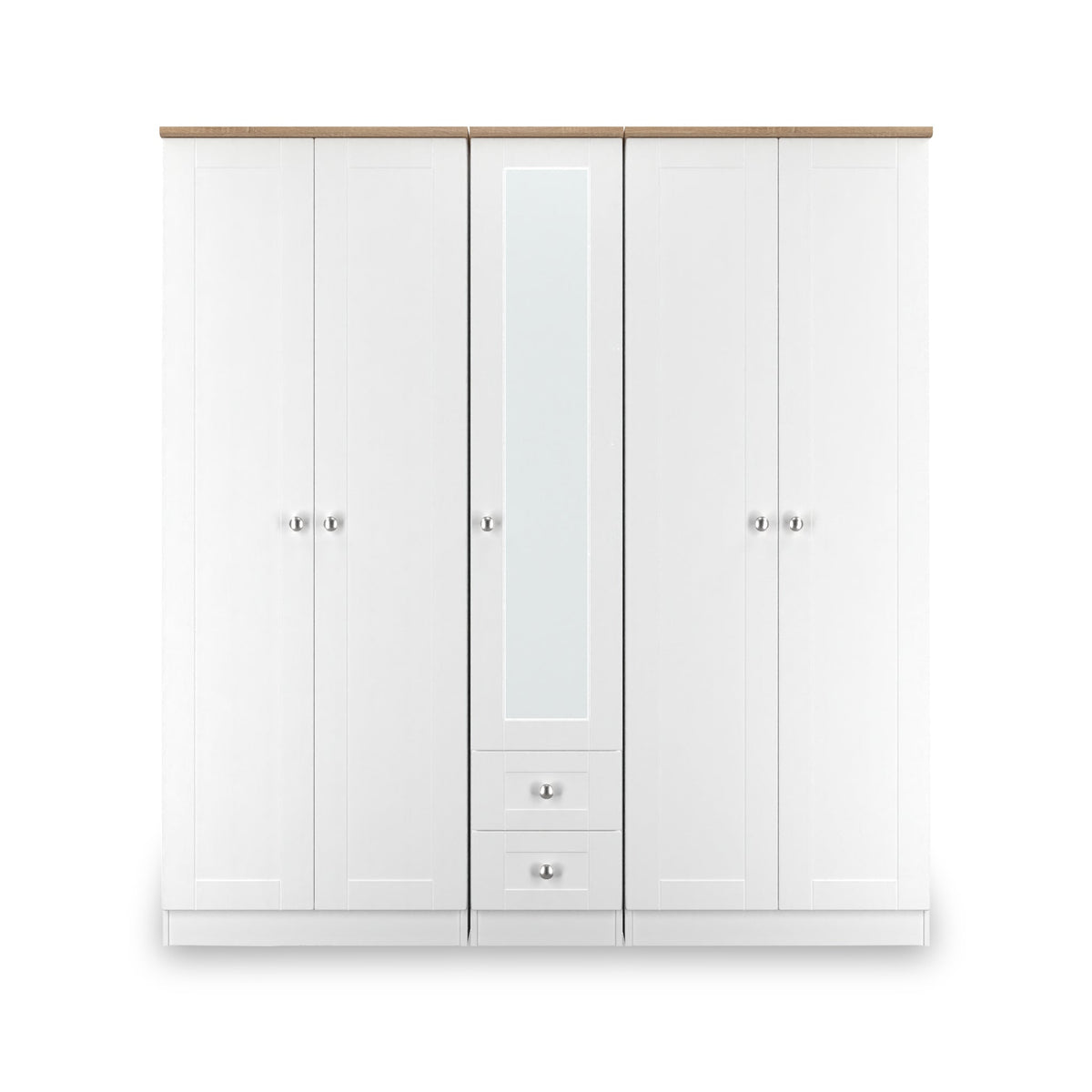 Marlowe 5 Door Mirrored Wardrobe With Drawers