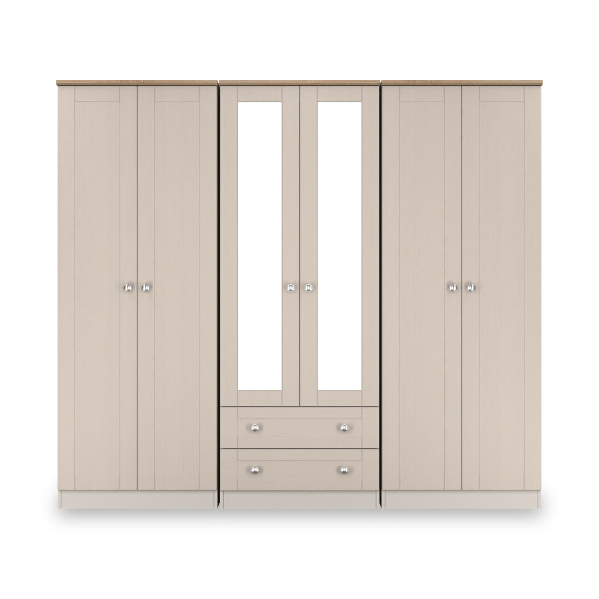 Marlowe 6 Door Mirrored Wardrobe With Drawers