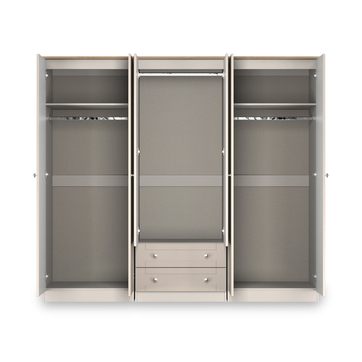 Marlowe 6 Door Mirrored Wardrobe With Drawers