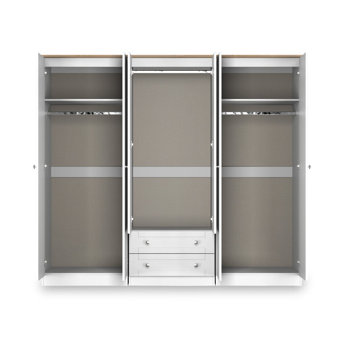 Marlowe 6 Door Mirrored Wardrobe With Drawers