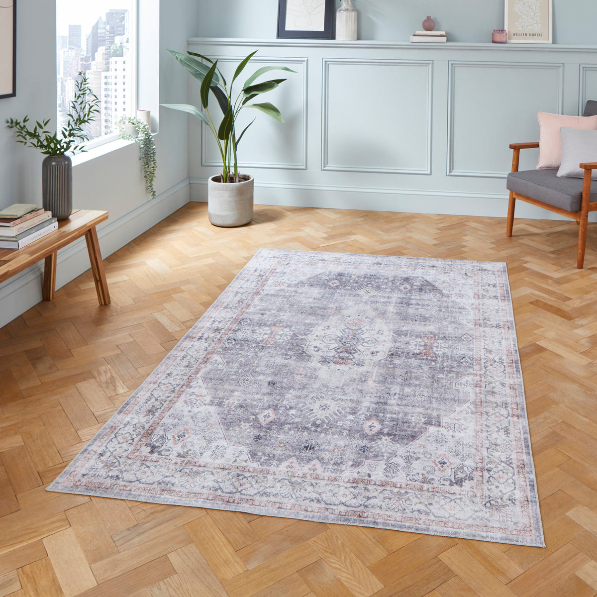 Lincoln Distressed Medallion Rug