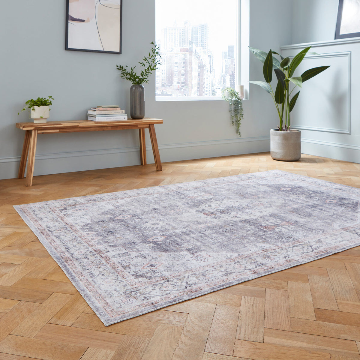 Lincoln Distressed Medallion Rug