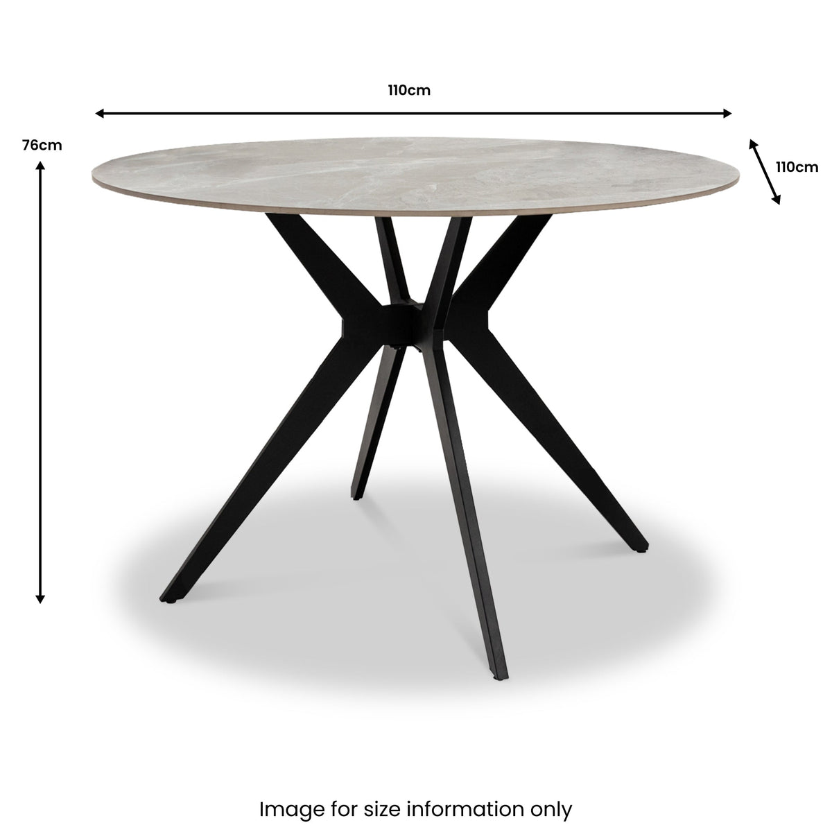 Chelsea Grey 110cm Sintered Stone Round Dining Table
