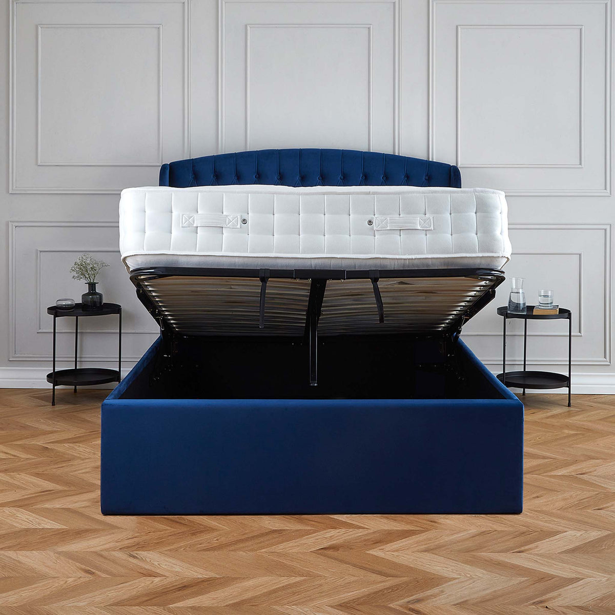 Sailsbury Velvet Ottoman Storage Bed Frame
