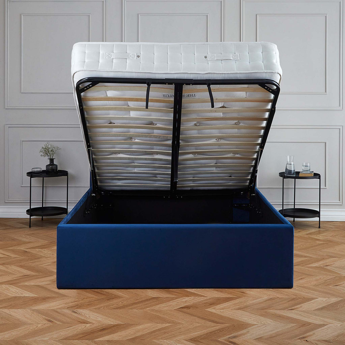 Sailsbury Velvet Ottoman Storage Bed Frame