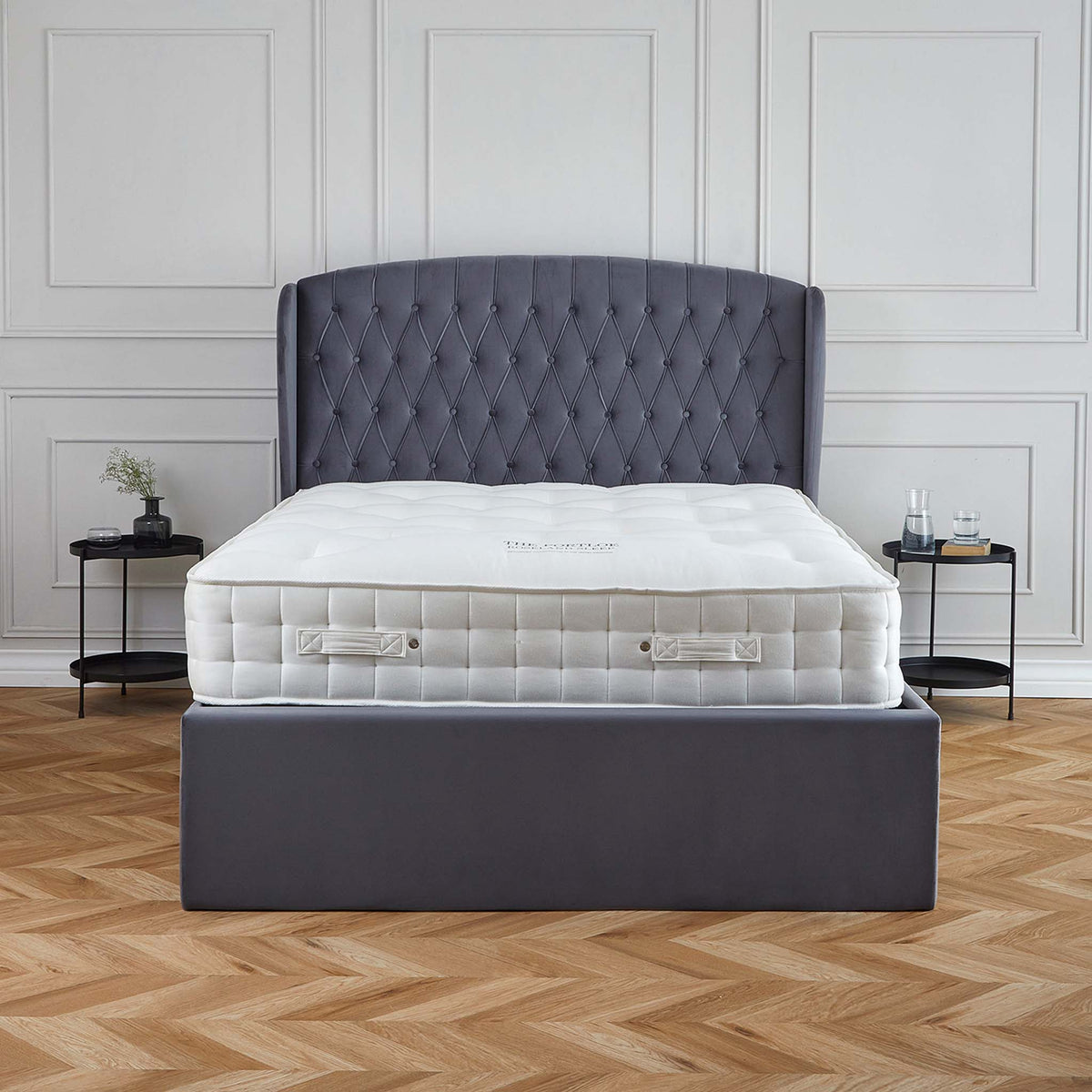 Sailsbury Velvet Ottoman Storage Bed Frame