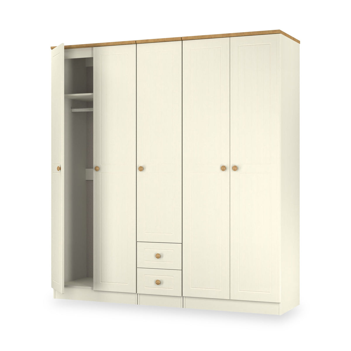 Brixham Cream 5 Door 2 Drawer Wardrobe