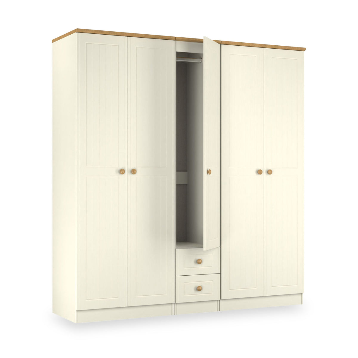 Brixham Cream 5 Door 2 Drawer Wardrobe