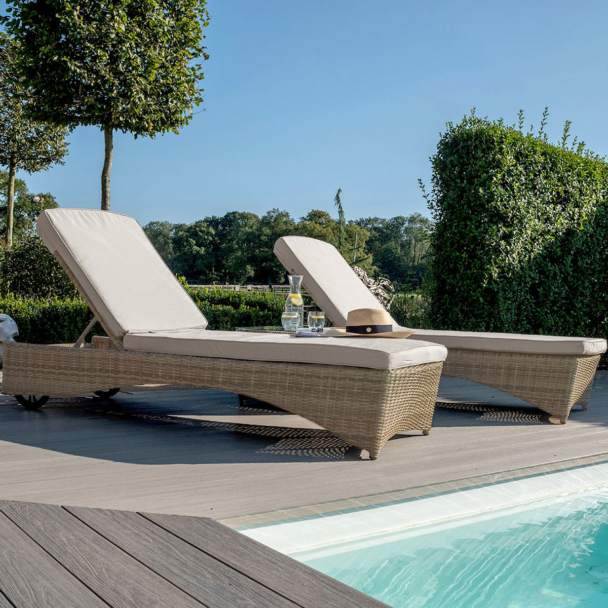 Maze Winchester 3 Piece Rattan Sunlounger Set