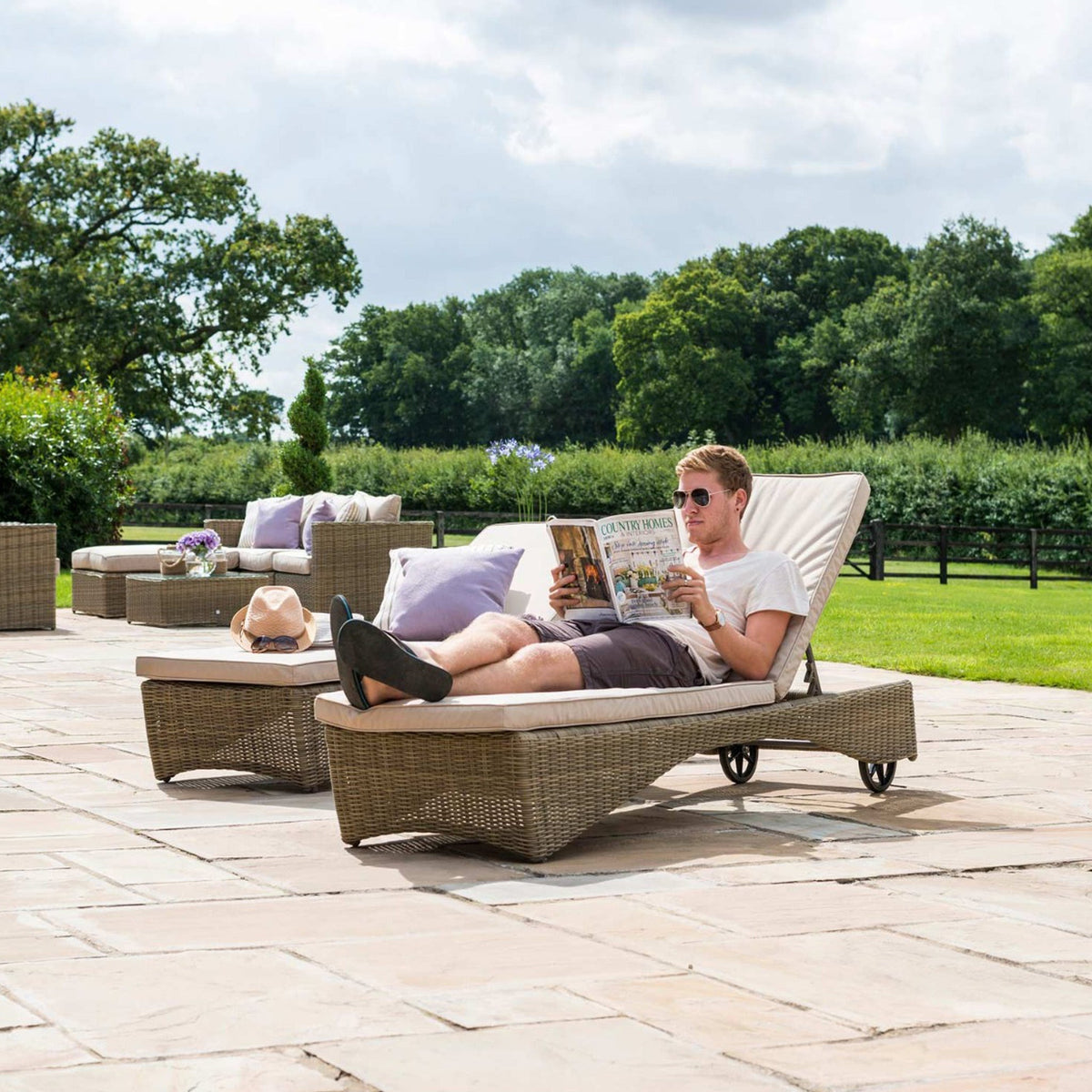 Maze Winchester 3 Piece Rattan Sunlounger Set