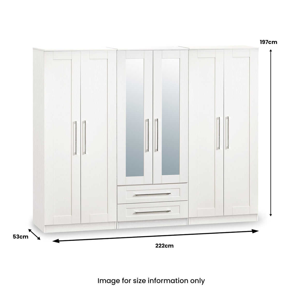 Bellamy Tall 6 Door 2 Drawer with Mirrors Wardrobe