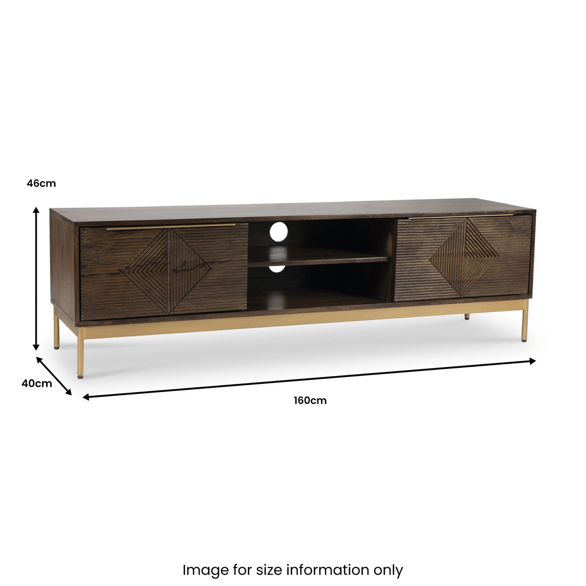 Beau Grooved Brown Mango Wood Extra Large TV Unit