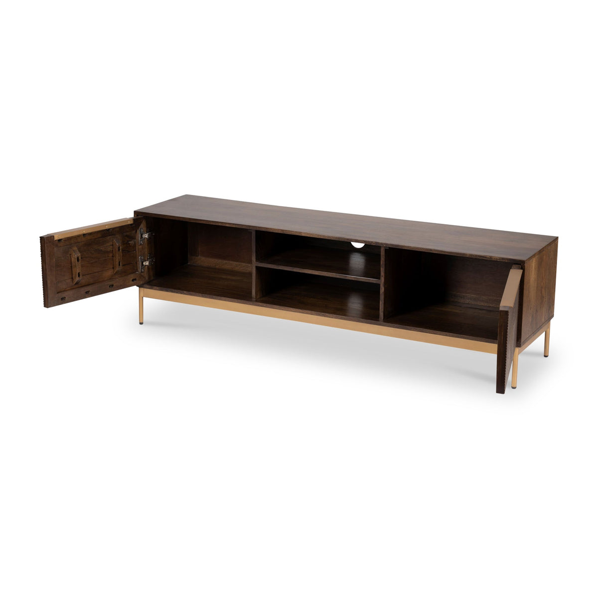 Beau Grooved Brown Mango Wood Extra Large TV Unit