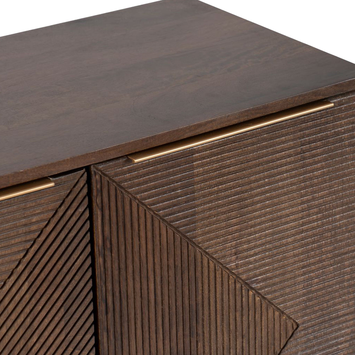 Beau Grooved Brown Mango Wood 2 Door Sideboard