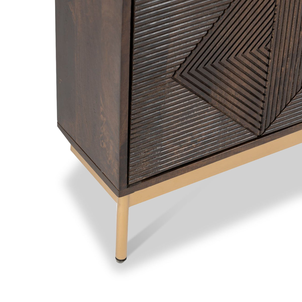 Beau Grooved Brown Mango Wood Corner TV Unit