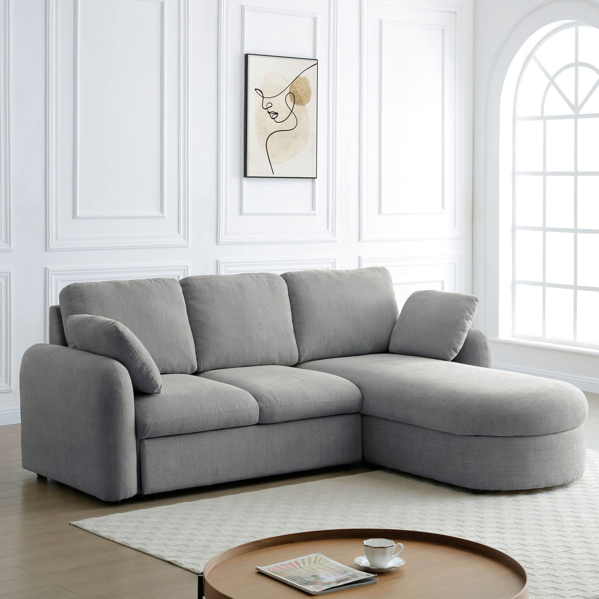 Belvere Curved Corner 3 Seater Sofa Bed