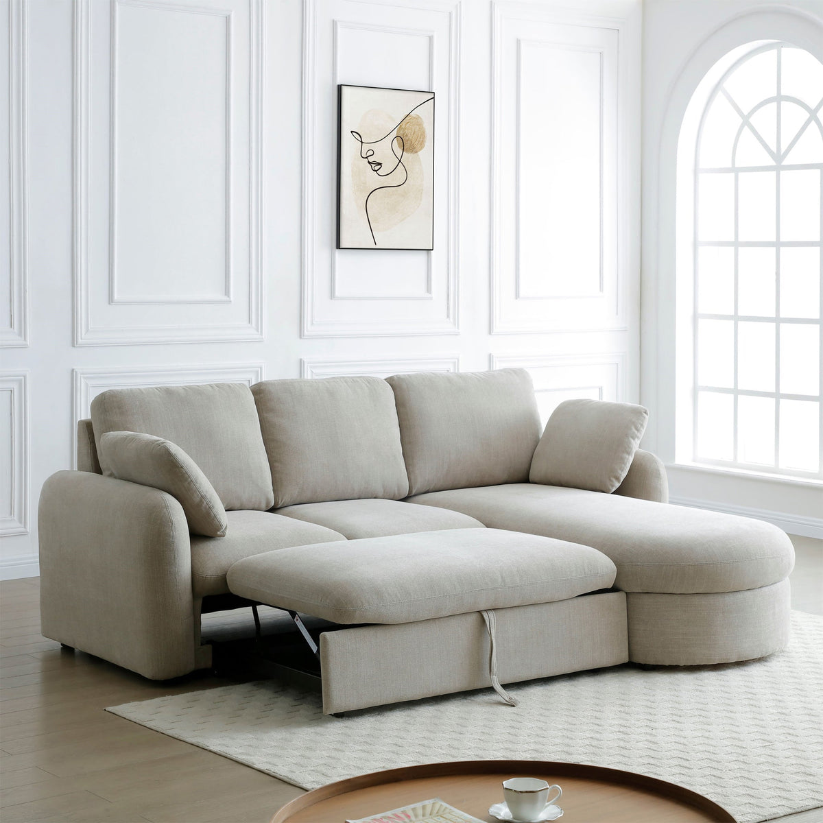Belvere Curved Corner 3 Seater Sofa Bed