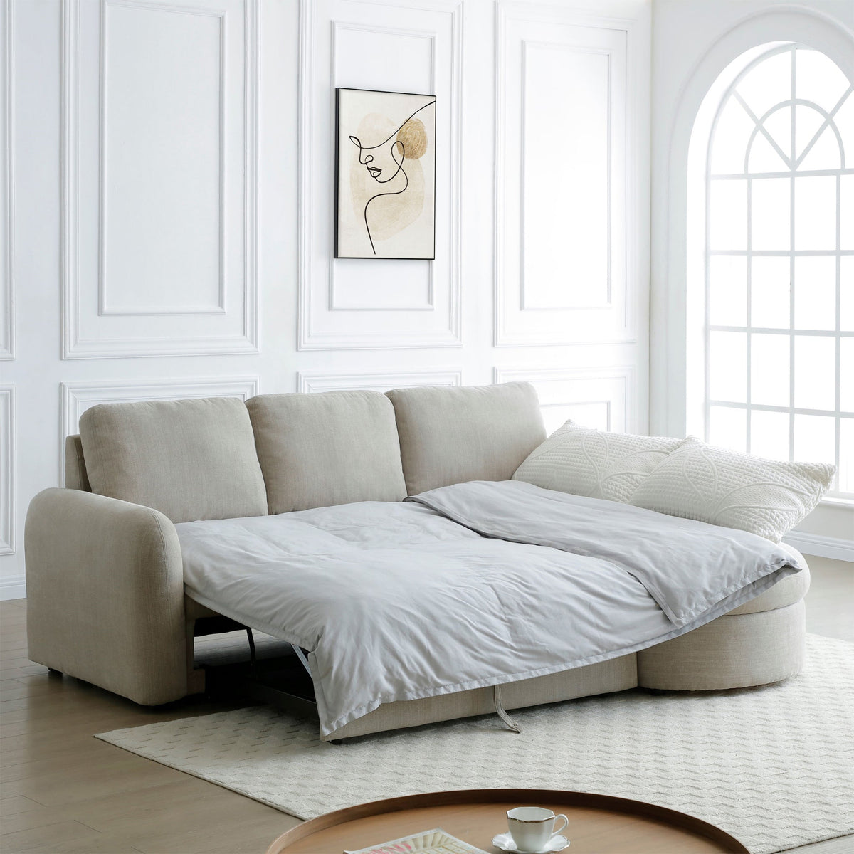 Belvere Curved Corner 3 Seater Sofa Bed