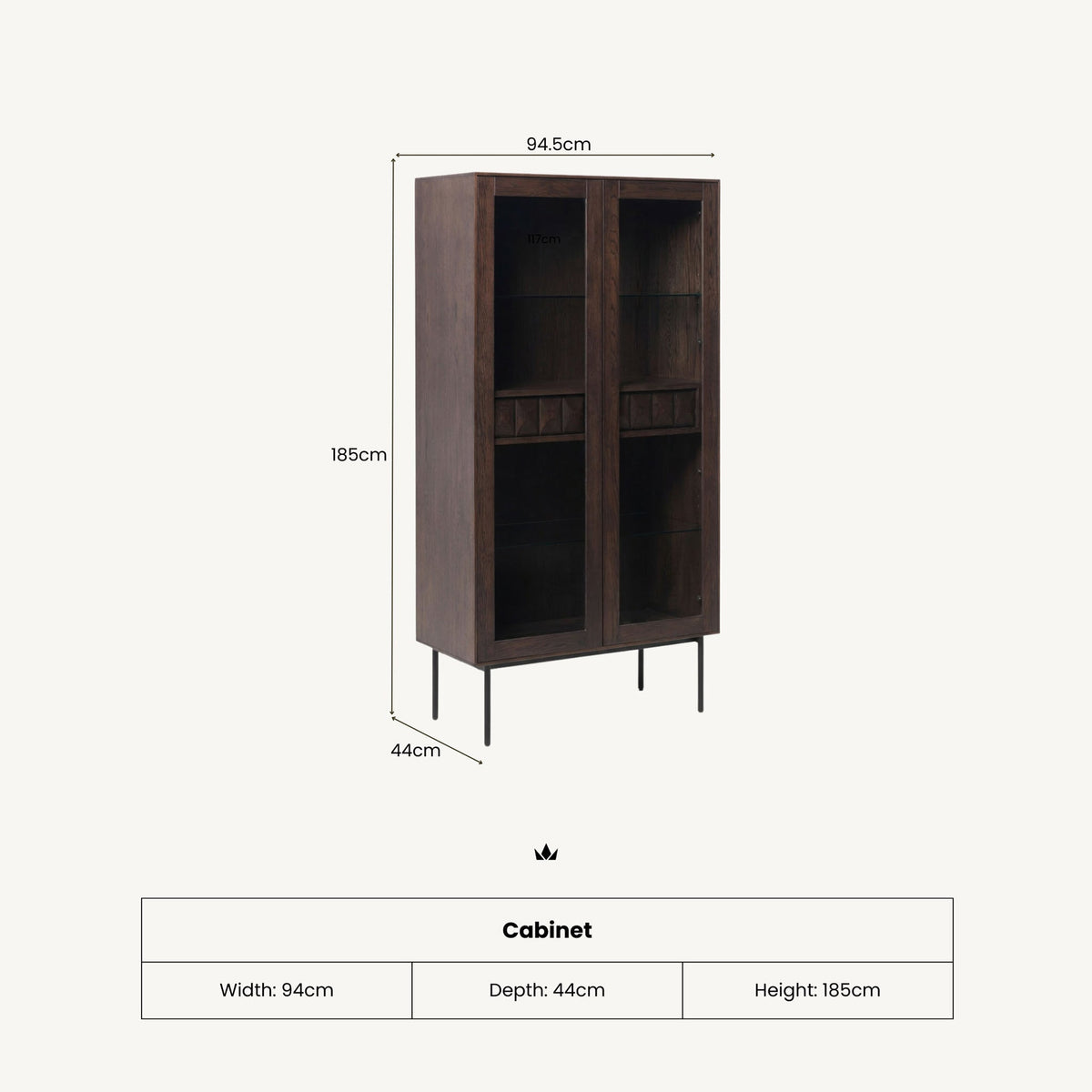 Roka Oak Geometric Display Cabinet