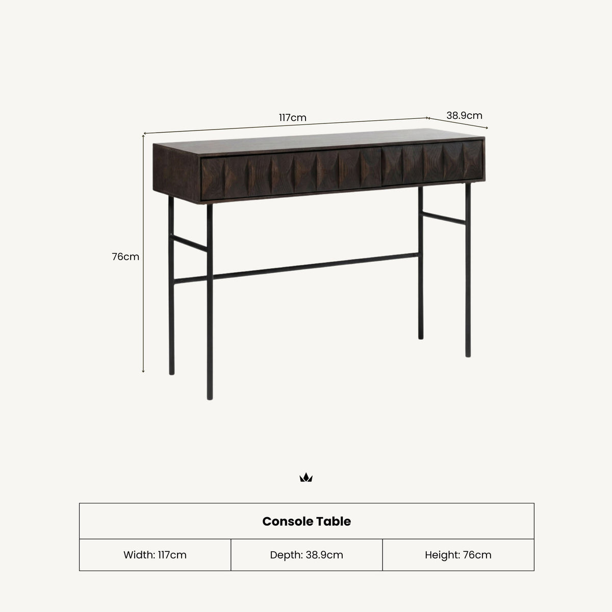 Roka Oak Geometric Console Table