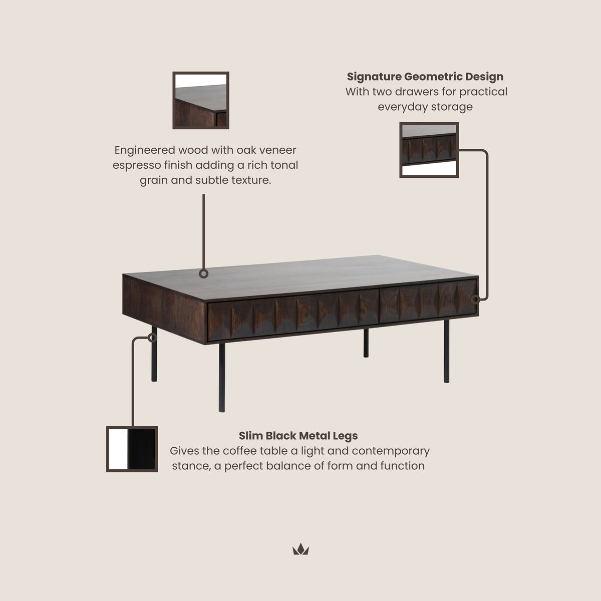 Roka Oak Geometric Coffee Table