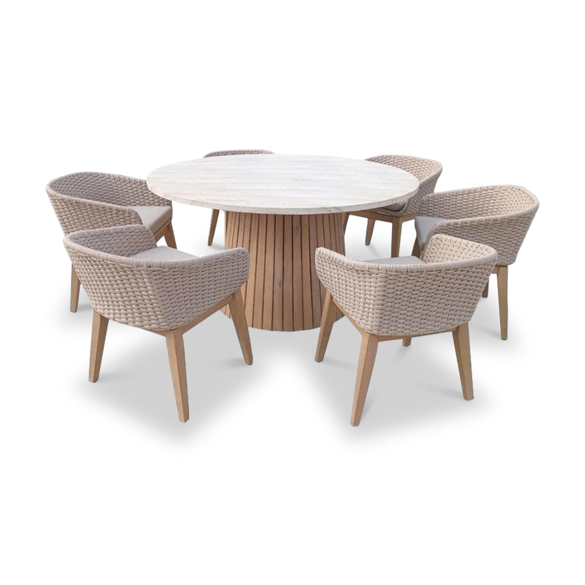 Saturn 6 Seater Round Conical Dining Set with Eden Dawn Dining Chairs