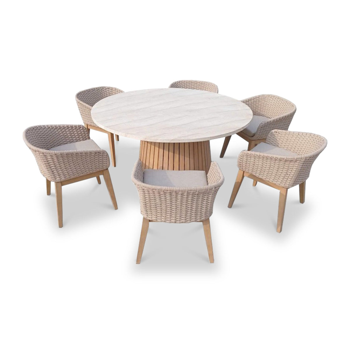 Saturn 6 Seater Round Conical Dining Set with Eden Dawn Dining Chairs