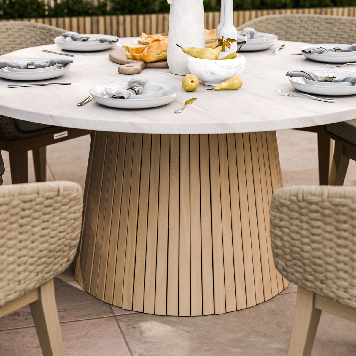 Saturn 6 Seater Round Conical Dining Set with Eden Dawn Dining Chairs