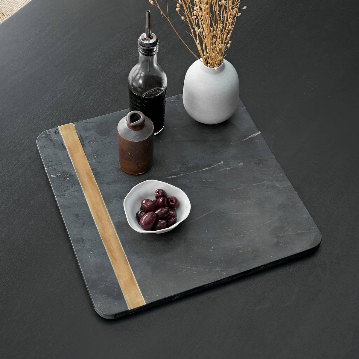 OUTLET - Grazeley 36x36cm Marble Serving Board - Black