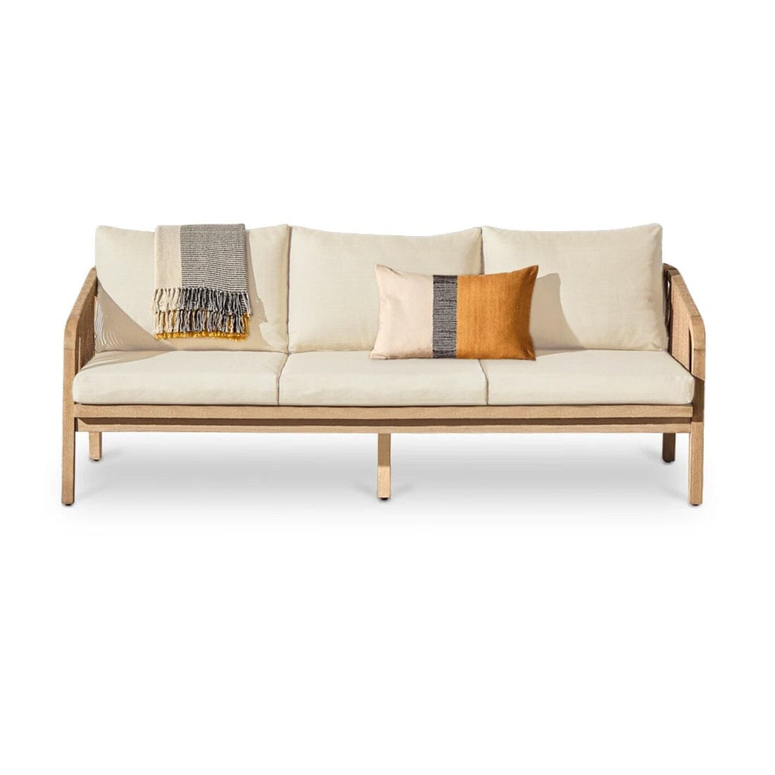 Shiro Wooden Garden Set with 3 Seater Sofa - 2 Shiro Armchairs - 2 Stools & Coffee Table