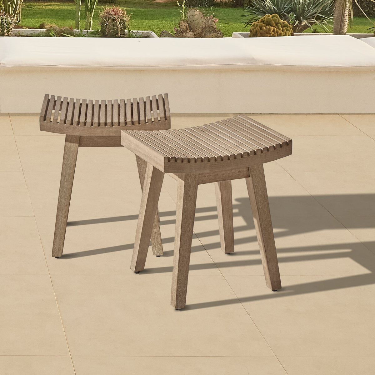 Shiro Wooden Garden Stool - 40cm