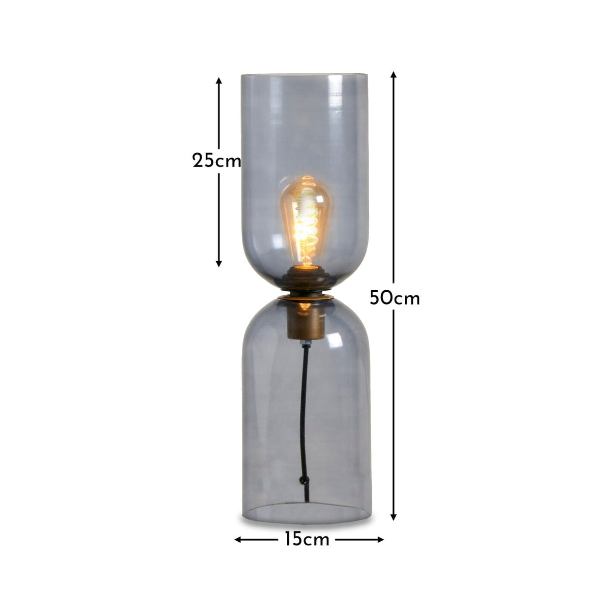 Sutton 50cm Lamp - Smoked Glass