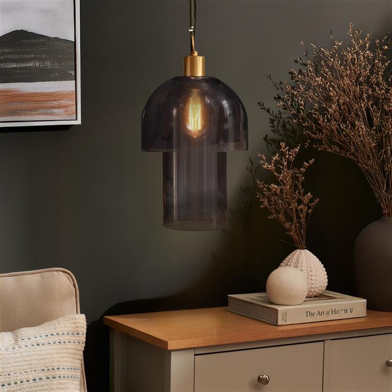Sutton 31cm Pendant Light - Smoked Glass