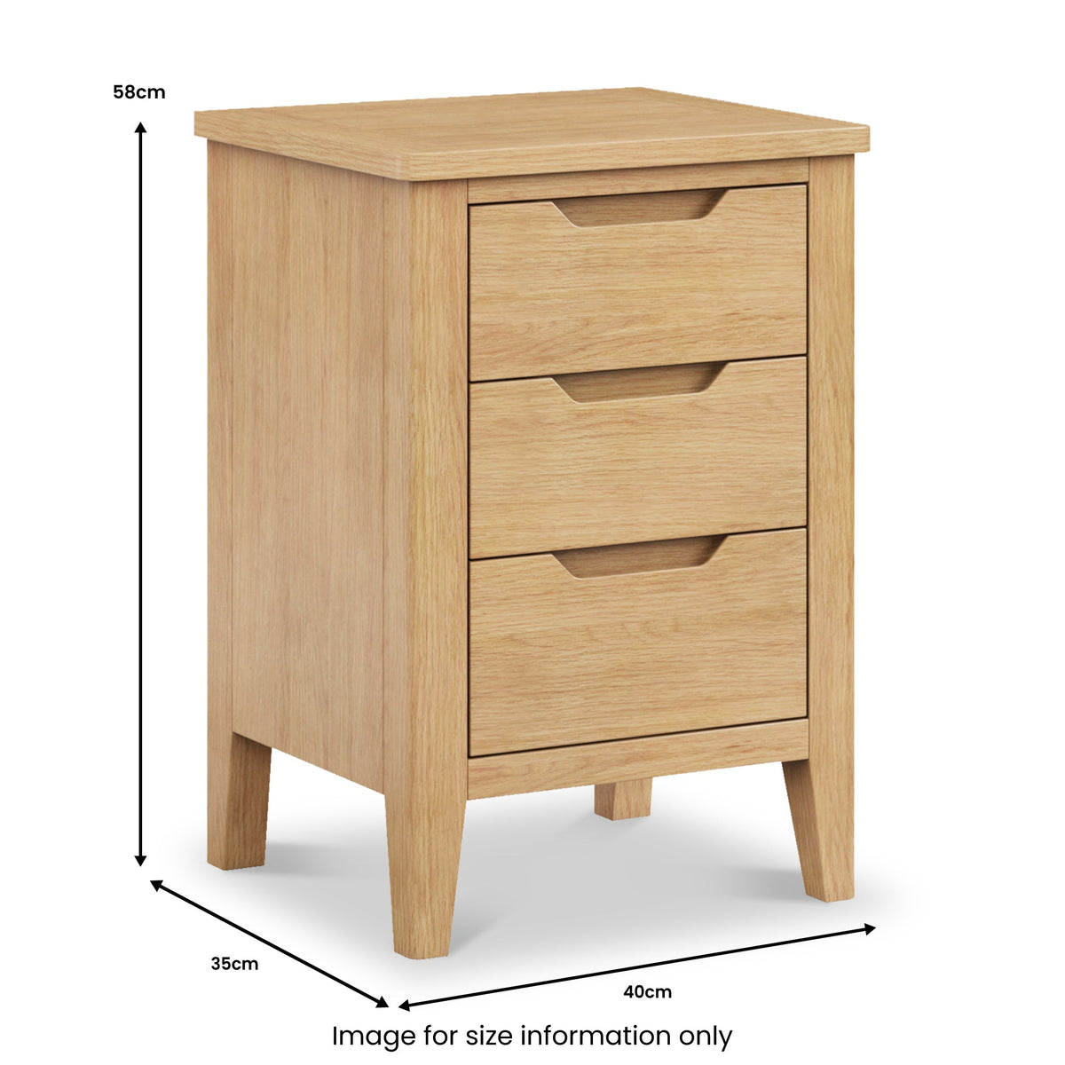 Camdale Oak 3 Drawer Bedside Table