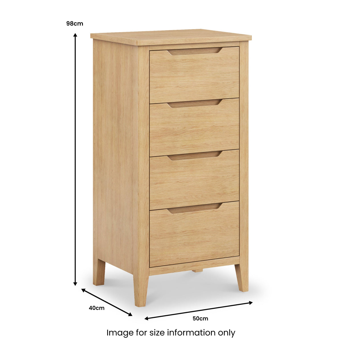 Camdale Oak 4 Drawer Tall Boy Chest