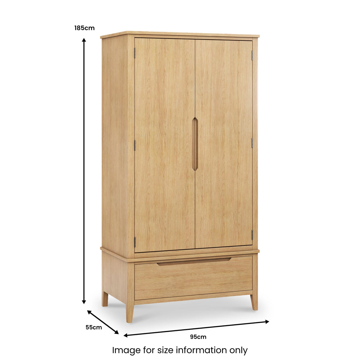 Camdale Oak Double Wardrobe with Drawer