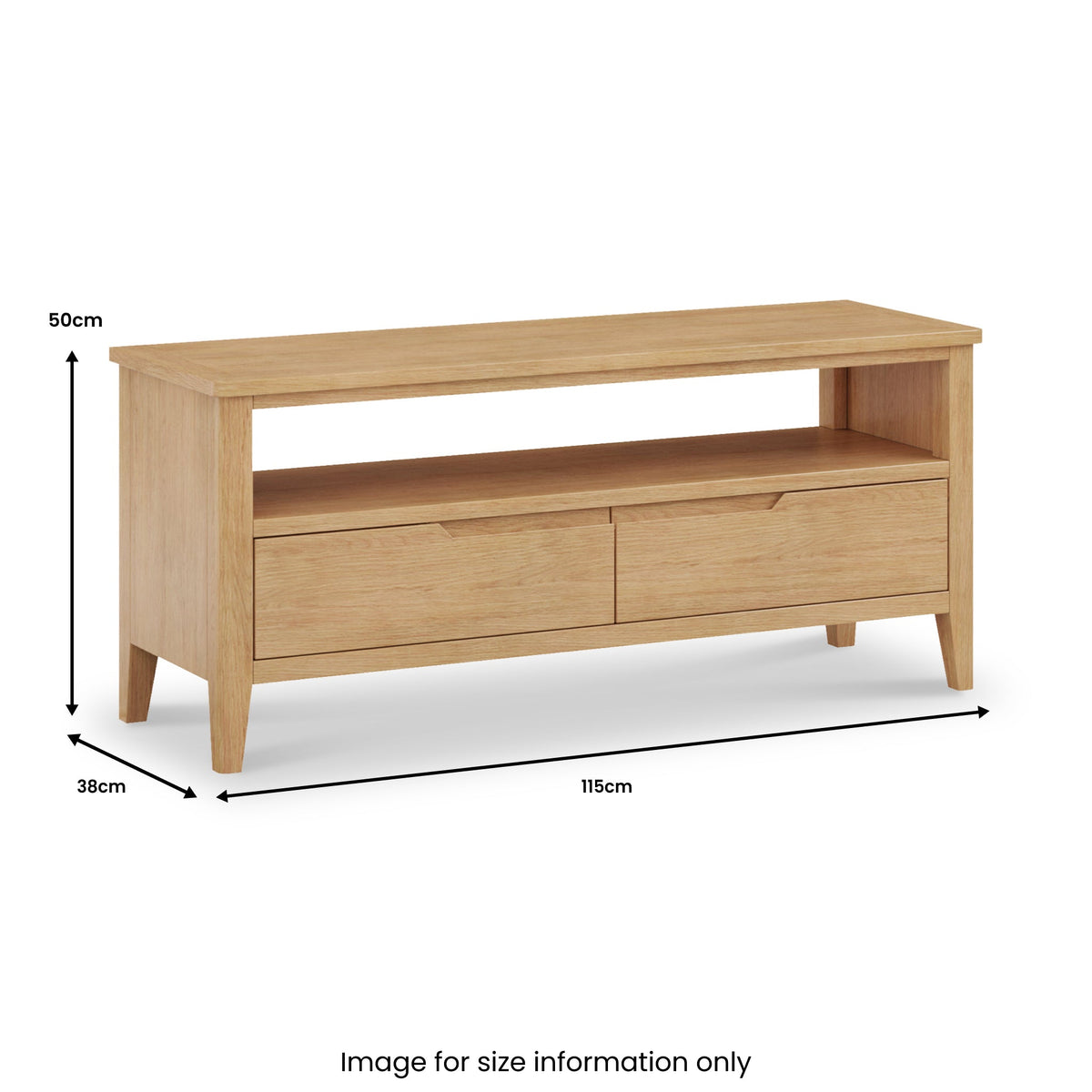 Durham Oak Wide 115cm TV Unit